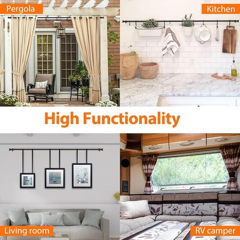 5/8 Inch Curtain Rod for Window 17 to 52 Inch, Adjustable Small Curtain Rod Set, Curtain Rod Brackets, Black in Saudi Arabia