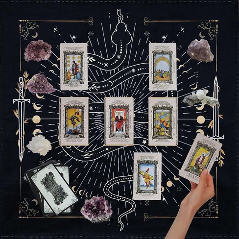 Knana Tarot Divination Cloth Altar Cloth - Tarot Card Reading Cloth Tarot Accessories Velvet Tarot Cloth with Celtic Cross Pattern - Tree in Saudi Arabia