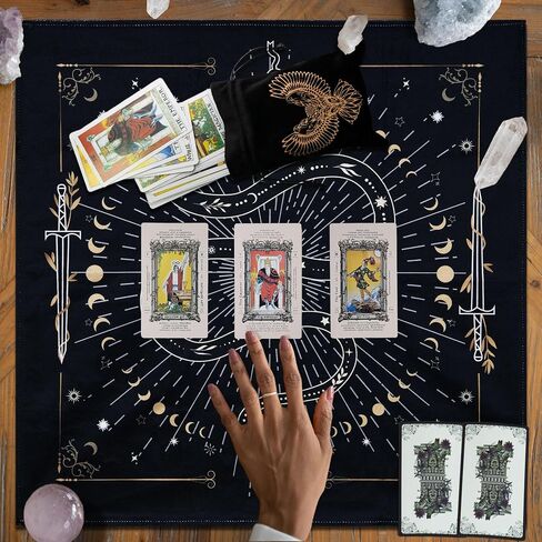 Knana Tarot Divination Cloth Altar Cloth - Tarot Card Reading Cloth Tarot Accessories Velvet Tarot Cloth with Celtic Cross Pattern - Tree in Saudi Arabia