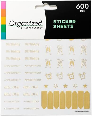 تم تنظيمها بواسطة مجموعة ملصقات Happy Planner للتقويمات والمجلات والمخططات، ملصقات سهلة التقشير وإكسسوارات سجل القصاصات، حجم كلاسيكي، أساسيات مخطط مشرقة، 9 أوراق، 600 ملصق إجمالي in Saudi Arabia