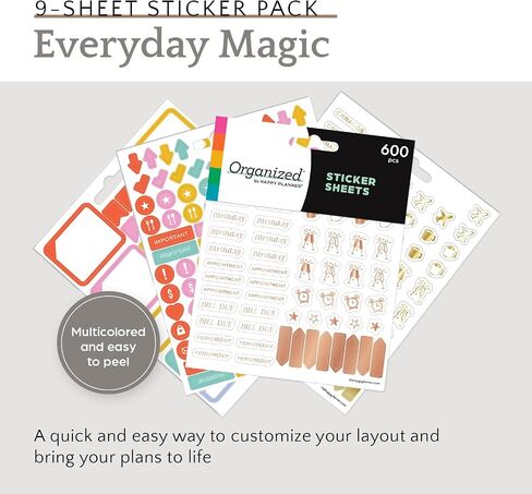 تم تنظيمها بواسطة مجموعة ملصقات Happy Planner للتقويمات والمجلات والمخططات، ملصقات سهلة التقشير وإكسسوارات سجل القصاصات، حجم كلاسيكي، أساسيات مخطط مشرقة، 9 أوراق، 600 ملصق إجمالي in Saudi Arabia
