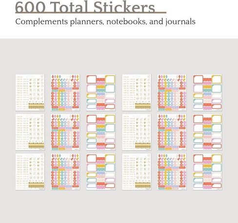 تم تنظيمها بواسطة مجموعة ملصقات Happy Planner للتقويمات والمجلات والمخططات، ملصقات سهلة التقشير وإكسسوارات سجل القصاصات، حجم كلاسيكي، أساسيات مخطط مشرقة، 9 أوراق، 600 ملصق إجمالي in Saudi Arabia