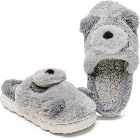 Axcone Toddler Boys Girls Animal Panda Slippers Kid's Indoor Home Slippers for Winter Warmth Slippers Cartoon Soft Plush Slippers（Toddler/Little Kids/Big Kids） in Saudi Arabia