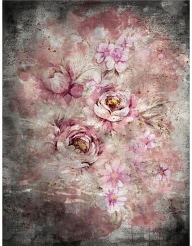 Distressed Bouquet Rice Paper, 8 x 10.5 inch (6pc) - Mulberry Paper for Decoupage Scrapbooking Cards Crafts by Craft Kreatively in Kuwait
