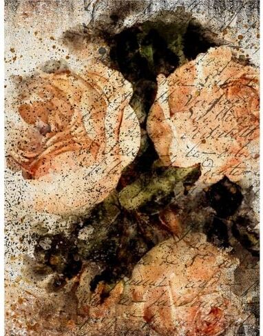 Distressed Bouquet Rice Paper, 8 x 10.5 inch (6pc) - Mulberry Paper for Decoupage Scrapbooking Cards Crafts by Craft Kreatively in Kuwait