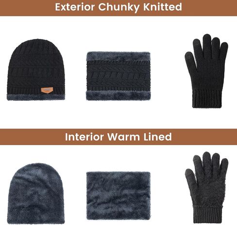 Winter Hats for Women/Men - Beanies Hats Neck Scarfs Set Warm Slouchy Beanie Snow Knit Skull Cap Gifts for Women & Men in Kuwait