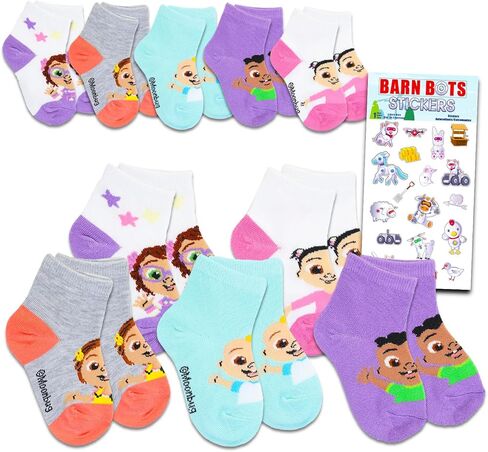 جوارب Cocomelon للأطفال الصغار من الأولاد والبنات - مجموعة من 10 أزواج من الجوارب بدون عرض بمقاسات 4-7 بالإضافة إلى الملصقات| اكسسوارات كوكوملون للأطفال والرضع in Kuwait
