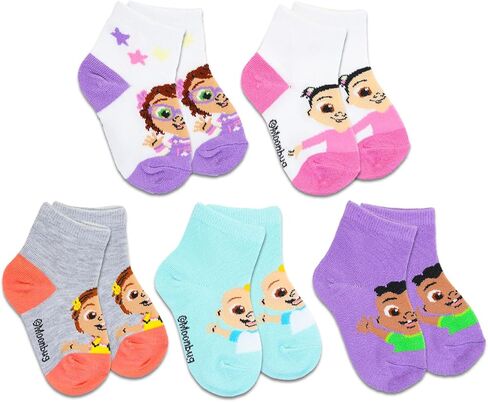 جوارب Cocomelon للأطفال الصغار من الأولاد والبنات - مجموعة من 10 أزواج من الجوارب بدون عرض بمقاسات 4-7 بالإضافة إلى الملصقات| اكسسوارات كوكوملون للأطفال والرضع in Kuwait
