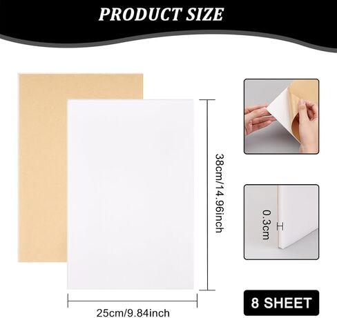 BENECREAT 8Pcs Mounting Board, 3mm Thick Self Adhesive Foam Stamp Poster Board for Cross Stitch Picture Embroidery Office and Art Projects Display, 15x9.8inch in Saudi Arabia