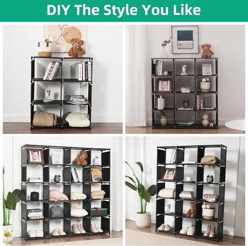 Book Shelf Assembled Storage Rack 6/9/12/15/18/20 Grid DIY Bookcase Vertical Cabinet Bookshelves Large Cube Storage Orangnizer Shelves for Bedroom, Living Room, Home Office (9-Grid Black) in Saudi Arabia