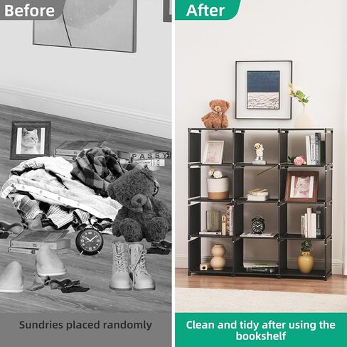 Book Shelf Assembled Storage Rack 6/9/12/15/18/20 Grid DIY Bookcase Vertical Cabinet Bookshelves Large Cube Storage Orangnizer Shelves for Bedroom, Living Room, Home Office (9-Grid Black) in Saudi Arabia