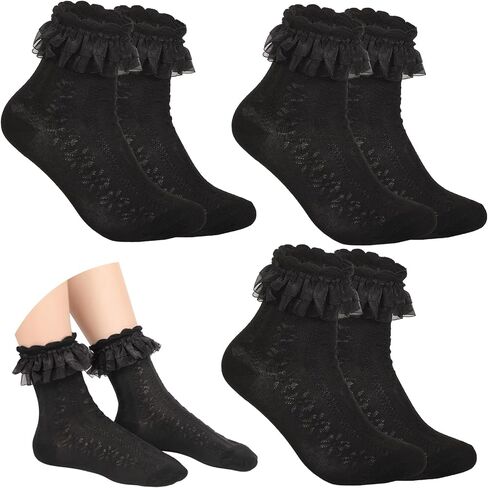 Women Ruffle Socks for mid-calf, Lace Ruffle Frilly Comfortable Cotton Socks Princess Socks in Saudi Arabia