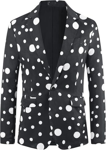 سترات Lars Amadeus Polka Dots للرجال ذات زر واحد مع طية صدر مدببة للحفلات الراقصة in Saudi Arabia