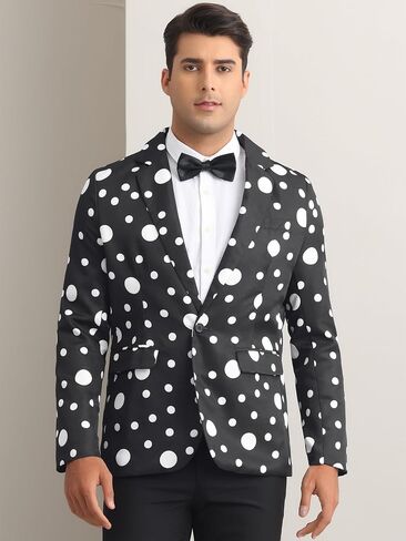 سترات Lars Amadeus Polka Dots للرجال ذات زر واحد مع طية صدر مدببة للحفلات الراقصة in Saudi Arabia