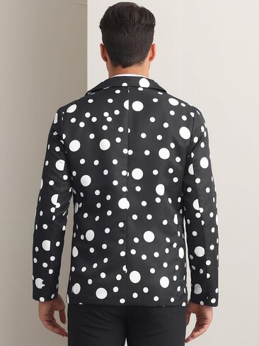 سترات Lars Amadeus Polka Dots للرجال ذات زر واحد مع طية صدر مدببة للحفلات الراقصة in Saudi Arabia
