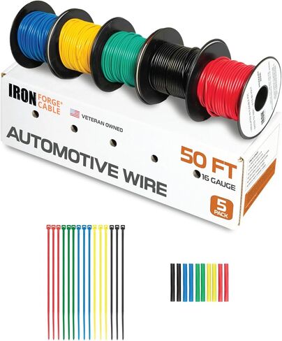Iron Forge Cable 20 Gauge Automotive Electrical Wire - 10 Roll Assortment Pack - 10 Foot CCA Insulated Silicone Wires with Dispenser Box Wiring Kit Hookup for Auto, Trailer & Car Electronics in Saudi Arabia