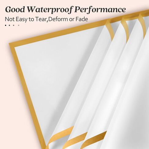 DESUNESS 60 Sheet Flower Wrapping Paper - Waterproof Floral Bouquet Wrapping Paper, Florist Supplies with 3D Gold Butterfly Decor, Ribbon for Wedding Birthday Gift DIY (White) in Saudi Arabia