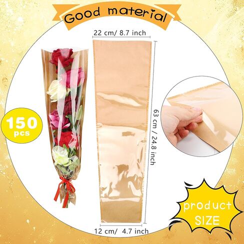 Feradny 150 جهاز كمبيوتر شخصى باقة الزهور الأكمام أكياس تغليف الزهور باقة الزهور ورقة التغليف زهرة الأزهار التعبئة الأكمام لوازم الزهور السائبة لحفل الزفاف الزفاف التخرج الذكرى السنوية هدية عيد ميلاد in Kuwait