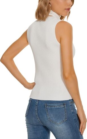 Knit Sleeveless Turtlenecks for Women Sleeveless Sweater Tops High Stretchy Fitted Basic Sweater Vest in Saudi Arabia