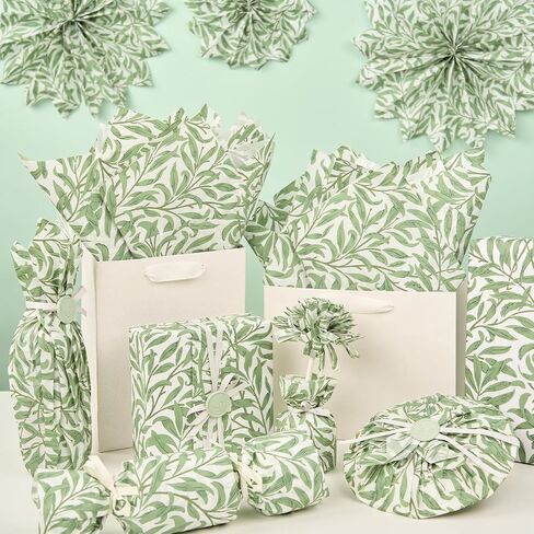 PAPER FAIR 90 Sheets Thicker Sage Green Botanical Tissue Paper, More Durable 20x14 inch Greenery Floral Wrap Paper for Wedding, DIY Craft Tissue for Birthday Party Celebrations Gift Decor Packaging in Saudi Arabia