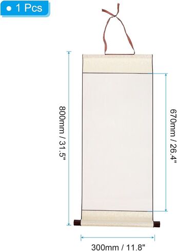 PATIKIL 31x12 Inch Xuan Paper Scroll, Silk Half Raw Ripe Blank Hanging Xuan Paper Chinese Calligraphy Practice Roll for Art Painting Home Decor, Beige in Saudi Arabia