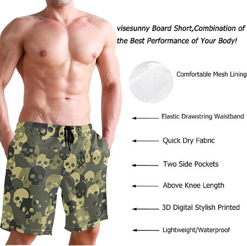 visesunny Stylish Summer Swim Trunks Men's Quick Dry Board Shorts Bathing Suit with Pockets for Men Boyfriends Youth in Saudi Arabia