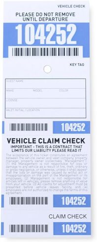 4 Part Valet Tickets with Barcode (Blue) in Saudi Arabia