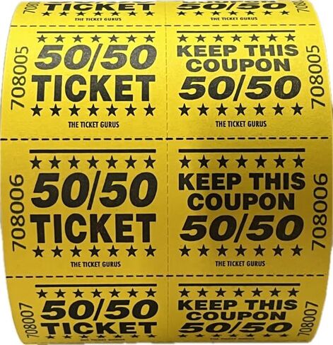 لفة مكونة من 1000 تذكرة ماركي 50/50 باللون الأصفر in Kuwait