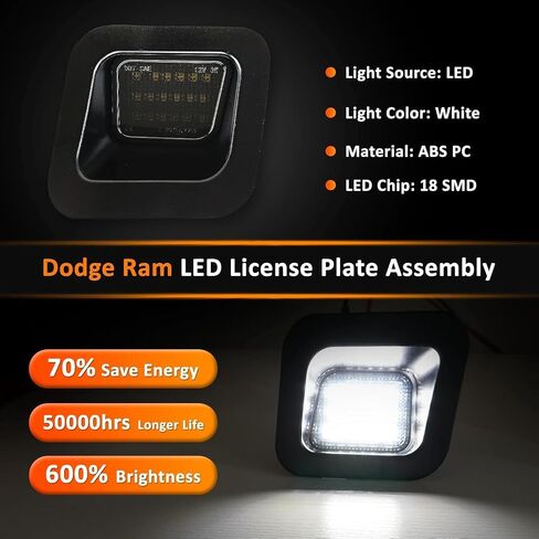 Bsetview LED لوحة ترخيص ضوء دخان عدسة أضواء خلفية مجموعة مقبس مصباح متوافق مع دودج رام 1500 2500 3500 شاحنة بيك اب 2003-2018، 6000K أبيض 2 قطعة in Kuwait