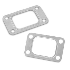 2 Pack Car Modification T3 Turbine Flange Gasket, High Temperature Resistant Turbocharger, 4 Hole Stainless Steel Intake Manifold Gasket, Compatible with T3 T34 T35 T38 GT35 GT35R (Silver)