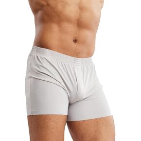 MIZOK Men's Breathable Ice Silk Pajama Bottom Sleep Boxer Shorts with Button Fly