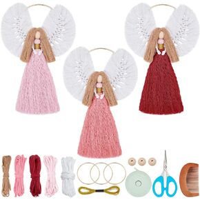 Macrame Kits for Adults Beginners 3 Set Angel Macrame Kit Boho Angel Decor with Instruction for Macrame Starters Macrame Wall Hanging Kit Home Bedroom Hallway Decor