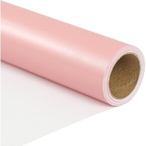 CAMKUZON Pink Matte Wrapping Paper Roll - Solid Color Pearly-Lustre Pink Gift Wrap Paper for Wedding, Birthday, Christmas, Holiday, Baby Shower - 17.4 Inch