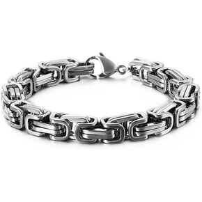 Chain Link Bracelet for Men, 6mm Stainless Steel Byzantine Bracelet Polished 8.6 Inches in Kuwait