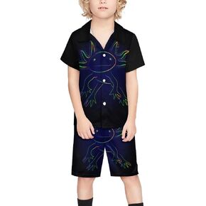 طقم ملابس سباحة للأولاد بتصميم قوس قزح مطبوع عليه قوس قزح وأكمام قصيرة وزر للأسفل وسروال سباحة أطقم ملابس in Kuwait