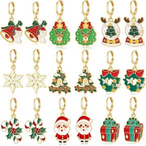 20 Pairs Christmas Earrings for Women Girls Christmas Drop Dangle Earrings Set Christmas Tree Holiday Earrings Hook Earrings Party Jewelry Gifts
