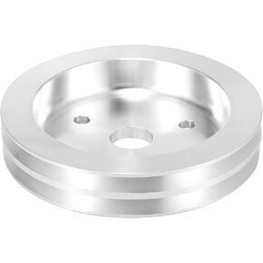 X AUTOHAUX Vehicle Crankshaft Pulley Short Water Pump Double Groove Crank Pulley for Chevy SBC 350 Engine