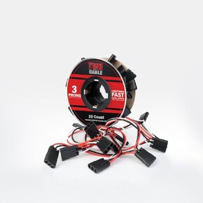 3-Prong Female Bullet Plug - 100 Counts, 6.5 Inch Spacing, 3 Prong Socket, Triple Female Plug 0.180 Bullet Continuous Wiring Harness Roll (18 AWG) - TMH