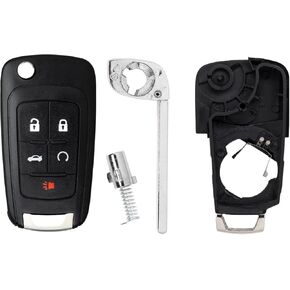 StandardAutoPart 5 Button Flip Key Shell Case Compatible with Allure Regal Camaro Equinox Cruze Sonic Terrain Impala Malibu Encore Acadia (Shell Only)