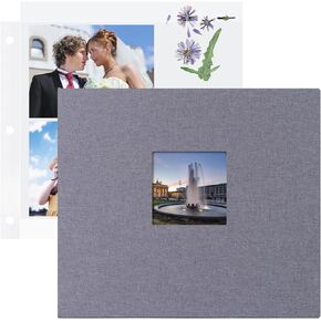 12x12 Inch Large 3 Ring DIY Scrapbook Photo Album with 40 Plastic Sleeves 80 White Pages Linen Cover Blank Scrapbooks, 12 x 12 Scrap Book Albums for Baby Travel Wedding kids (Cyan Blue)