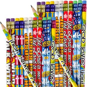 Rhode Island Novelty Lot of 100 Assorted Religious Christian Themed Pencils - 7.5"