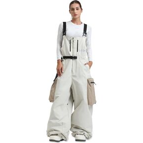 GSOU SNOW Men Womens Snowboard Bibs Super Baggy Ski Bibs Loose Snow Pants Overalls Waterproof Insulated Winter in Kuwait
