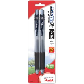 Pentel EnerGel-X Retractable Liquid Gel Pen 0.5mm, Needle Tip, Black Ink (2 Pack) (BLN105BP2A)