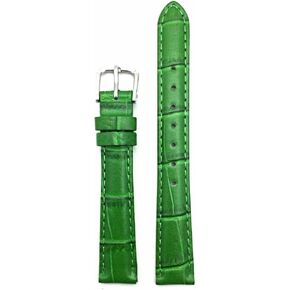 14mm Green Genuine Leather Watchband | Square Alligator Crocodile Grain, Lightly Padded, Replacement Wrist Watchstrap that brings New Life to Any Watch (Womens Standard Length)