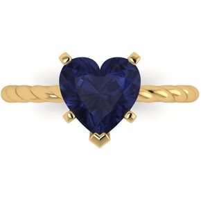 Clara Pucci 2.0 ct Heart Cut Solitaire Rope Knot VVS1 Blue Sapphire Bridal Designer Anniversary Engagement Ring 14k Yellow Gold