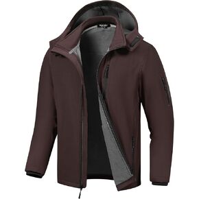 Pursky Men's Softshell Jacket Waterproof Fleece Lined Windbreaker With Removable Hood Lightweight Tactical Jacket in Kuwait