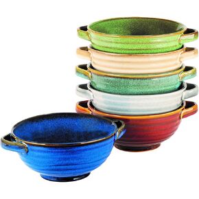 Certified International Reactive Glaze 20 oz. Soup Crocks, Set of 6, Multicolor