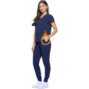 Women's Essential Scrub Set Cool Stretch Jogger Scrub Top and Pant Nursing Uniform Clearance Workwear