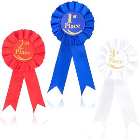 3PCS Award Ribbons 1st 2nd 3rd, Participation Ribbon, Horse Show Ribbons for Medals 1st First Place Ribbon Trophy Prizes Trophy Award Shelf Cornhole Trophy Game Competition Sport Event School Contest