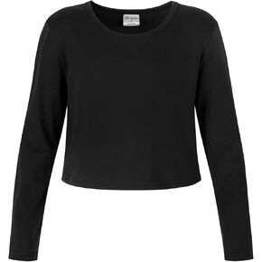 Noomelfish Girls Long Sleeve Crop Tops Kids Cute Dance Cropped T-Shirts (5-14 Years)